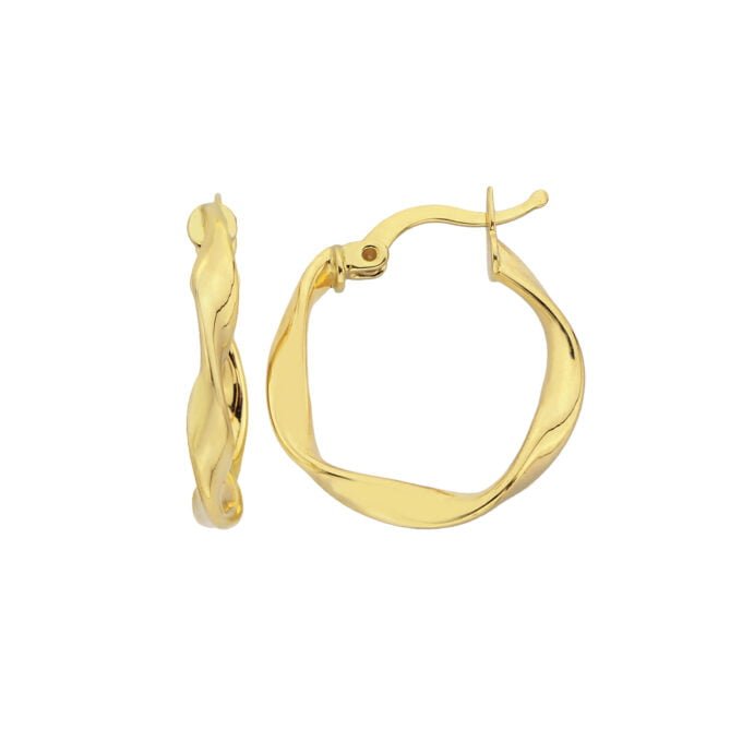 14K Real Solid Gold Twisted Hoop Earrings for Women , Jewelry Gift for her