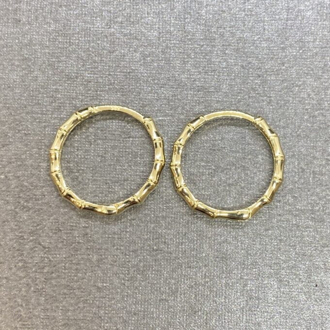 14K Solid Gold Bamboo Hoop Earrings for Women , Gift for Her , Minimalist Hoop Earrigns , Gold Hoop Earrings Dainty , Boho Hoop Earrings