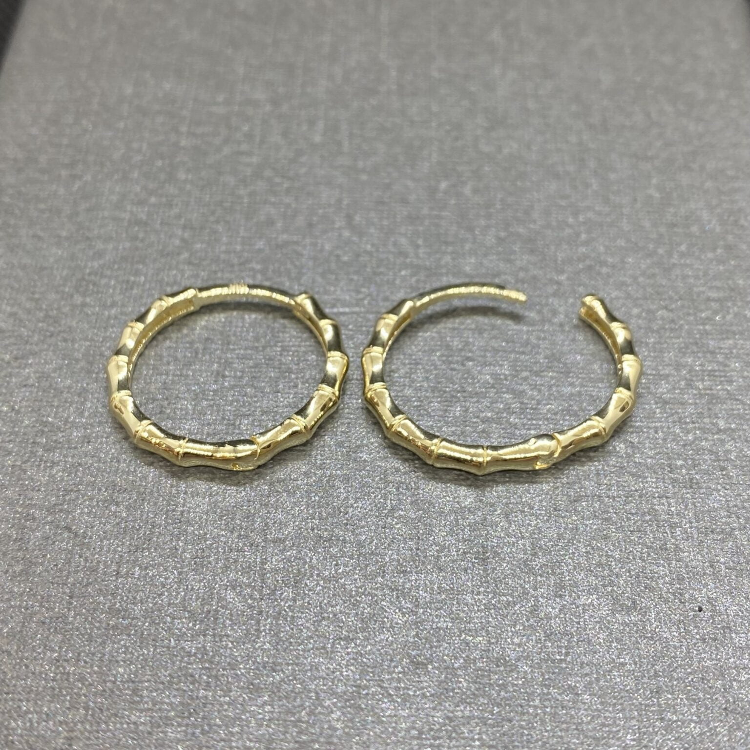 Real gold bamboo hoop earrings Clearance