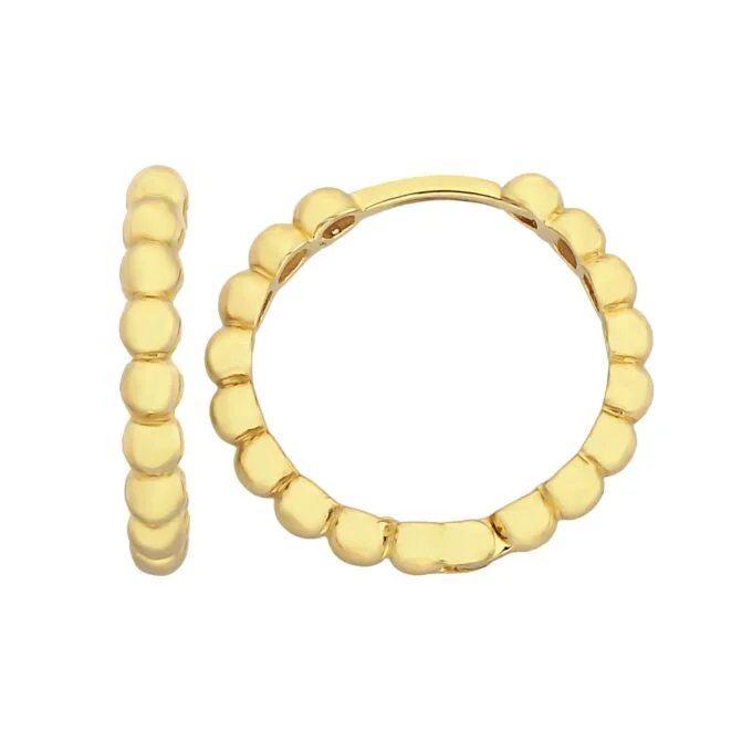 14K Solid Gold Beaded Ball Hoop Earrings for Women , Birthday Christmas Gift , Dotted Huggie Hoops , Dainty Minimalist Earrings for mom her