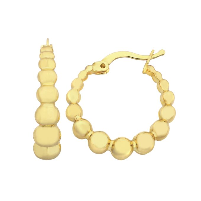 14K Solid Gold Chunky Hoop Earrings for Women , Birthday Gifts for Her , Thick Beaded Ball Hoop Earrings , Dot Hoops Earrings ,Gift for Mom