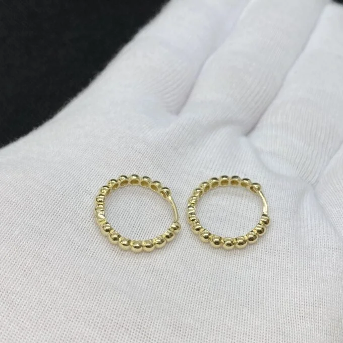 14K Solid Gold Dot Hoop Earrings for Women , Beaded Hoop Earrings , Gift for Her , Dotted Huggie Hoop , Minimalist Earrings for mom