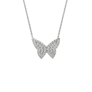 925K Sterling Silver CZ Butterfly Necklace for Women , Butterfly Pendant , Everyday Jewelry,Silver Necklace , Minimalist Layering Necklace