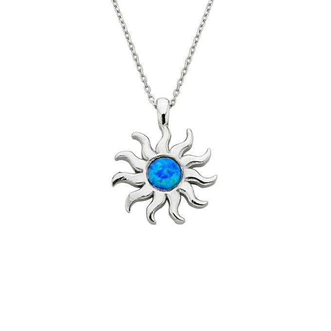 925K Sterling Silver Opal Glowing Sun Necklace for Women ,Sunburst Necklace Silver , Sun Pendant Silver , Summer Jewelry,Dainty Necklace