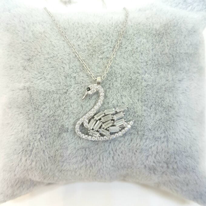 925K Sterling Silver Swan Necklace for Women , gift for her mom