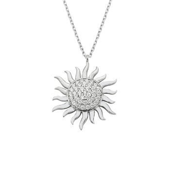 Dainty Sun Necklace , 925K Sterling Silver Sun Pendant Necklace for Women , Sunburst Necklace , CZ Celestial Pendant , Glowing Sun Sunshine