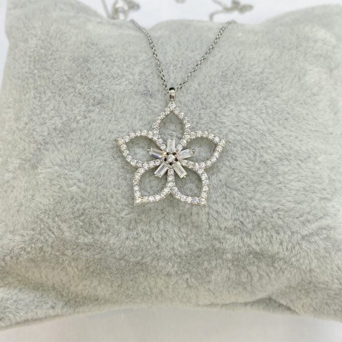 925K Sterling Silver Cherry Blossom Flower Necklace for Women , Flower Pendant Silver , Sakura Flower Necklace , Summer necklace,Gift for Her