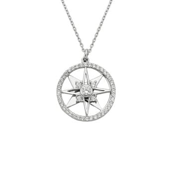 925K Sterling Silver Double North Star Necklace for Women , Compass Necklace Silver , North Star Pendant ,Dainty Charm Necklace,Gift for her(W)