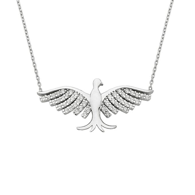 925K Sterling Silver Phoenix Necklace for Women, Phoenix Pendant Silver , Angel Wing Necklace , Phoenix Jewelry , Christmas Birthday Gift