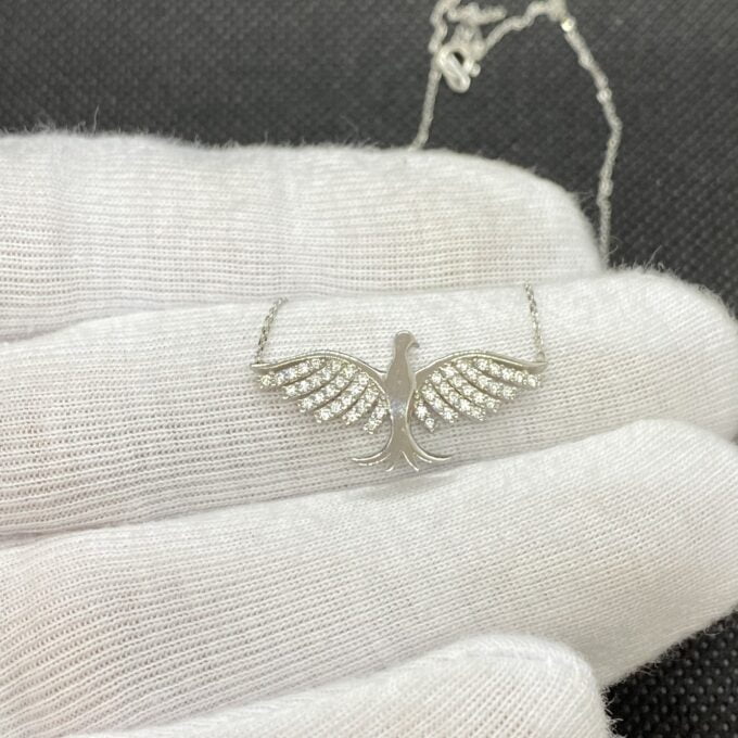 925K Sterling Silver Phoenix Necklace for Women, Phoenix Pendant Silver , Angel Wing Necklace , Phoenix Jewelry , Xmas Birthday Gift