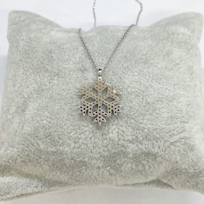 925K Sterling Silver Snowflake Pendant Necklace for Women , CZ Pave Silver Necklace , Winter Snowflake Jewelry, Dainty Necklace for women