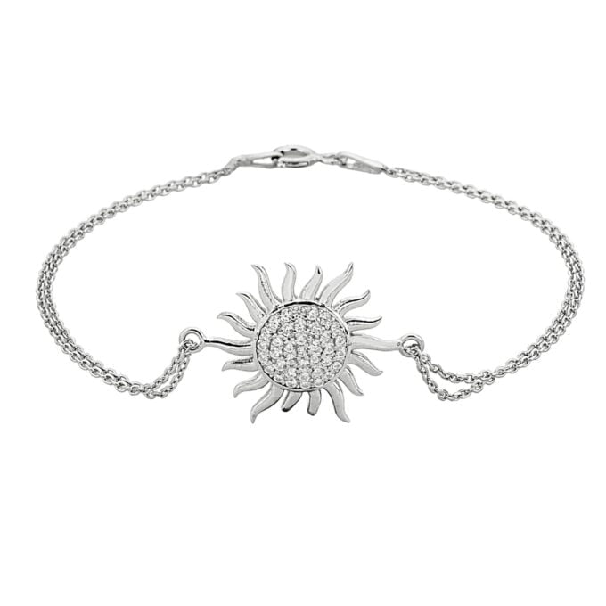 925K Sterling Silver Sun Bracelet for Women, Dainty Sun Bracelet , CZ Chain Bracelet , Summer Glowing Sun Sunshine Jewelry , Christmas Gift