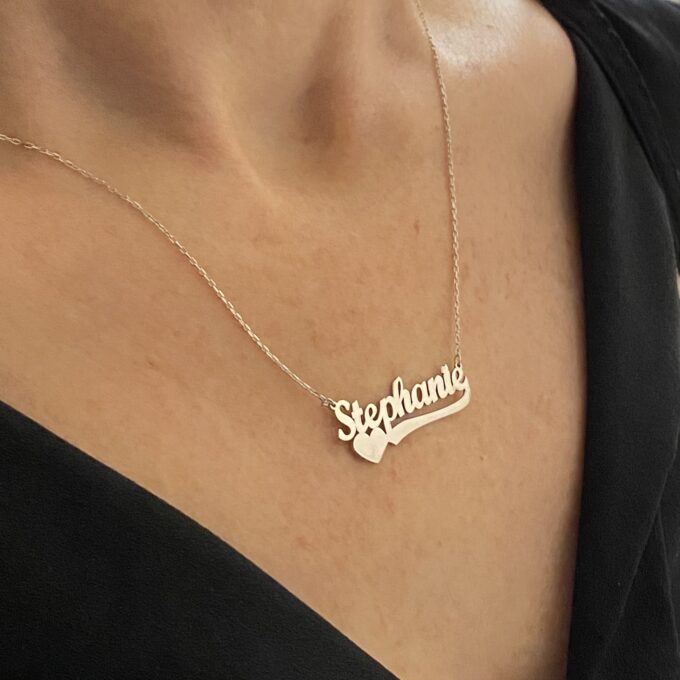 Custom Name Necklace ,Personalized Necklace with Name , Name Plate Necklace , Name Jewelry - 925K Sterling Silver Love Necklace for Women