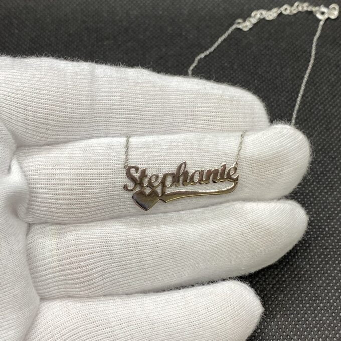 Custom Name Necklace, Personalized Necklace with Name , Name Plate Necklace , Name Jewelry - 925K Sterling Silver Love Necklace for Women