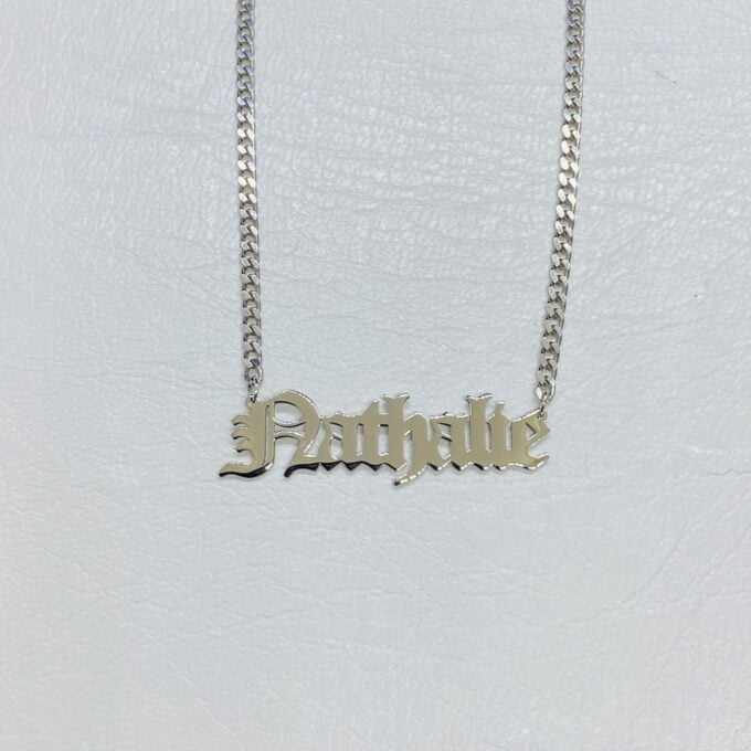 Old English Name Necklace , 925K Sterling Silver Custom Old English Name Jewelry , Personalized Gifts ,Custom Name plate Necklace for Women