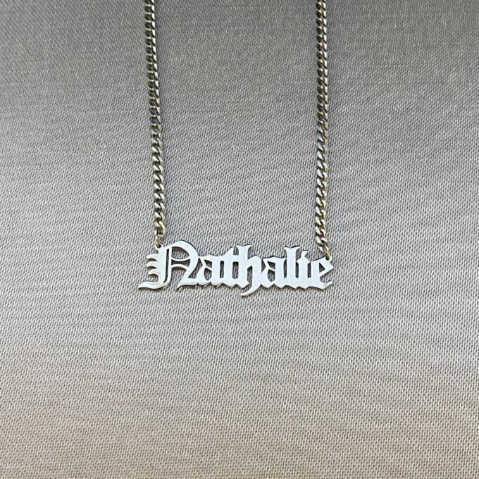 Old English Name Necklace, 925K Sterling Silver Custom Old English Name Jewelry , Personalized Gifts ,Custom Name plate Necklace for Women