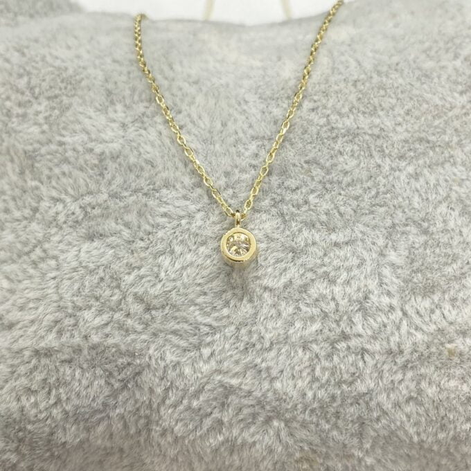 14K Solid Gold Diamond Necklace for Women , Solitaire Diamond Pendant Necklace,Minimalist Diamond Jewelry , Christmas Birthday Gift for her