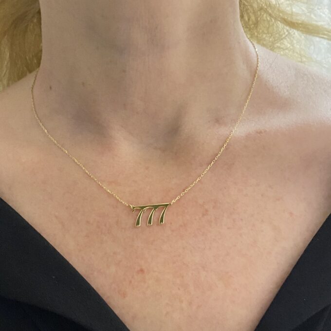 14K Real Solid Gold Angel Number Necklace for Women , Birth Year Necklace , Personalized Gifts , Custom Number Pendant , Gold Jewelry