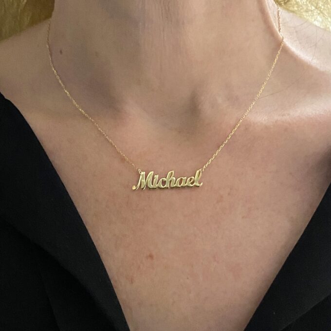 14K Real Solid Name Necklace , Nameplate Necklace , Customized Name Necklace , Dainty Personalized Jewelry, Birthday Christmas Gift for mom