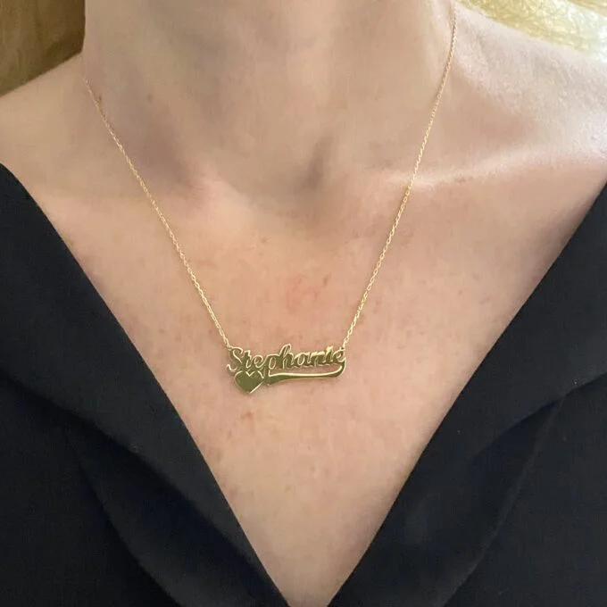 14K Solid Gold Custom Name necklace with Heart , Dainty Personalized Jewelry , Customized Name Pendant , Personalized Gifts , Gift for mom
