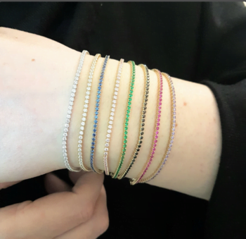 14K real solid gold tennis necklace for women