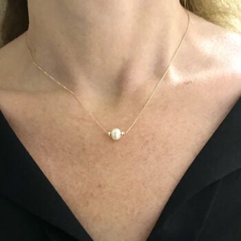 14K Real Solid Gold Pearl Necklace , Freshwater Pearl Necklace for Women , Dainty Pearl Necklace , Pearl Chain Necklace , Pearl Jewelry Gift