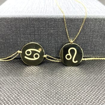 14K Real Solid Gold Zodiac Necklace, Engraved Astrology Necklace , Disc Horoscope Necklace ,Personalized Zodiac Sign Pendant