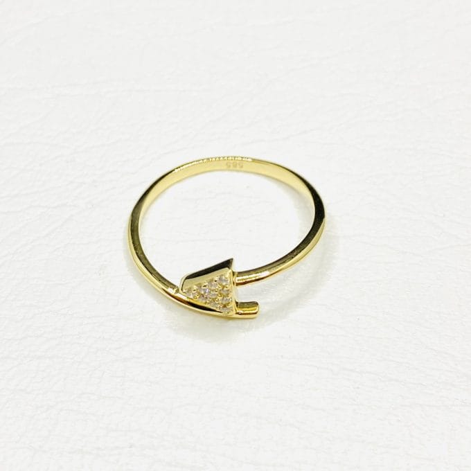 14K Real Solid Gold CZ Triangle Ring for Women - Image 6